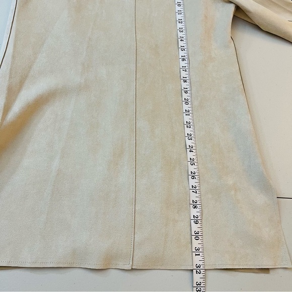 Premise Faux Suede Long Sleeve Open Front Blazer Jacket Size Small Tan - Picture 11 of 12